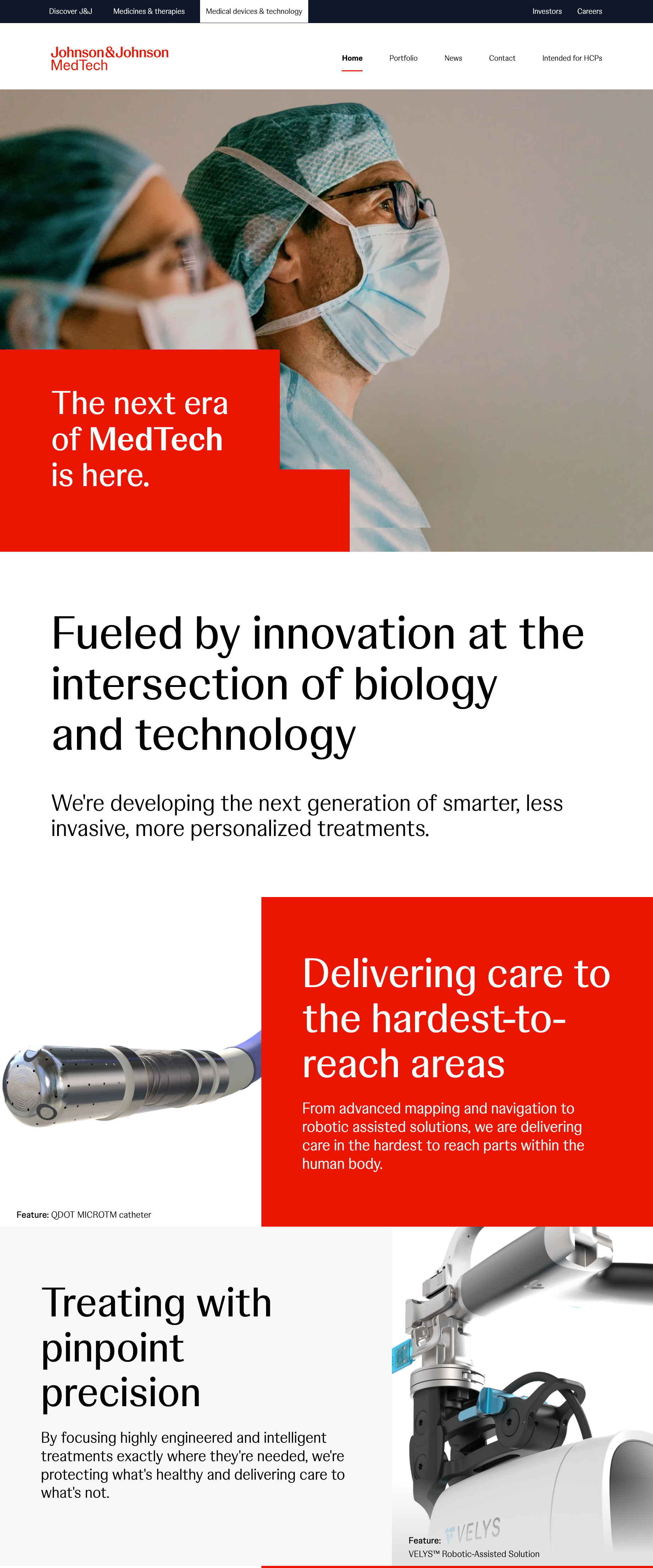 JnJ medical tech platform overview page