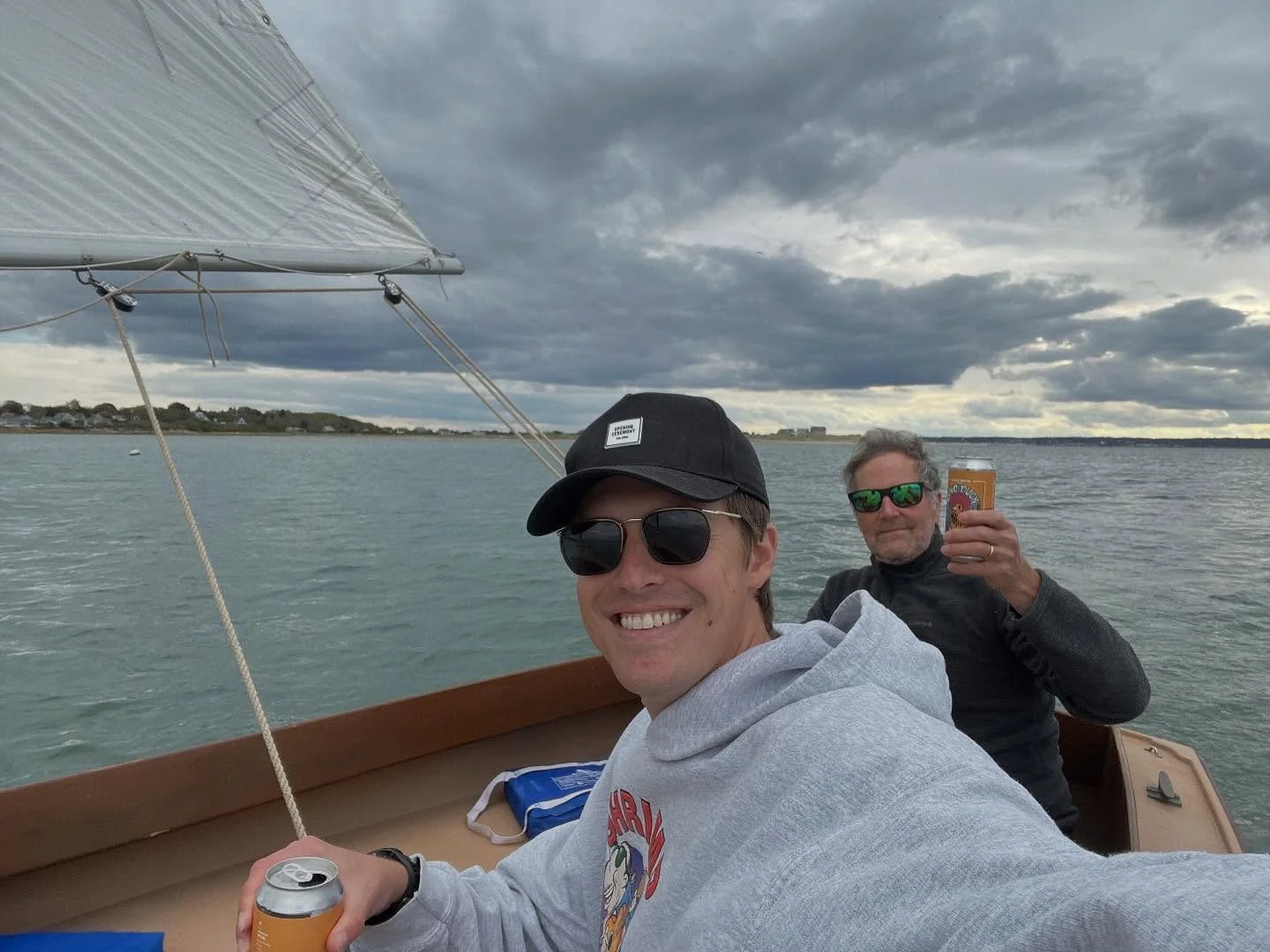 Post-Nor&rsquo;easter. Last sail of the year before hauling and deconstructing. Celebratory @liarsbenchbeer in the lee of Clark&rsquo;s Island before rounding the point and getting whacked by gusts flirting with 30 mph. We were the only sailboat out 