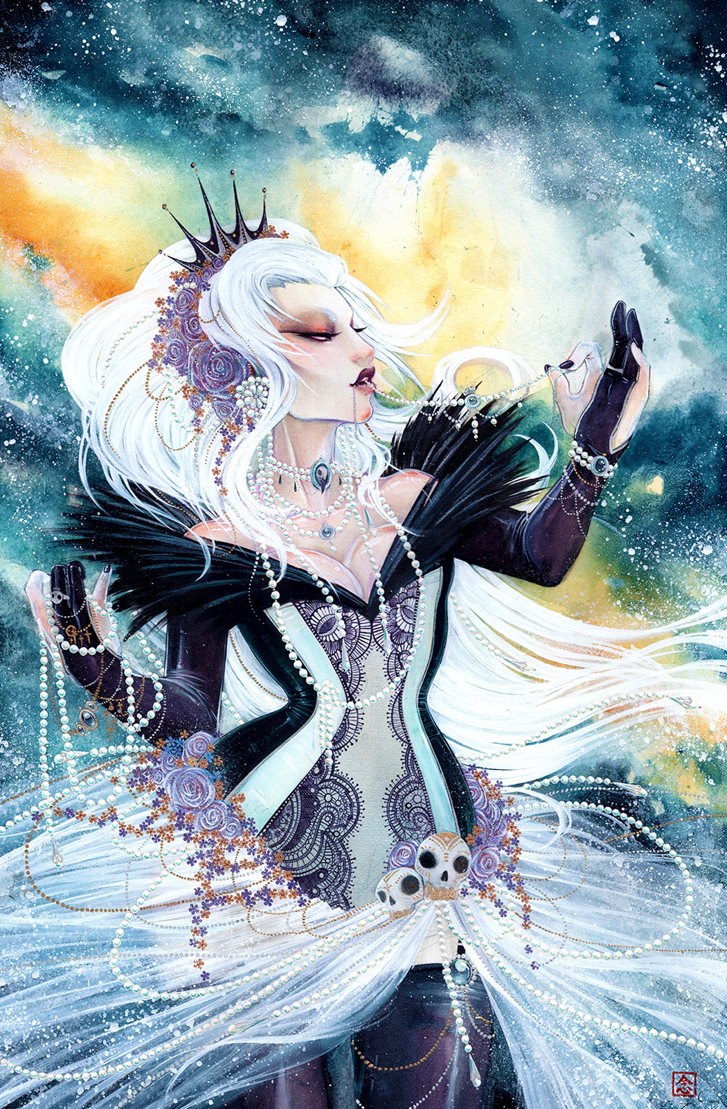 the white crow \\ watercolor, gouache, acrylic