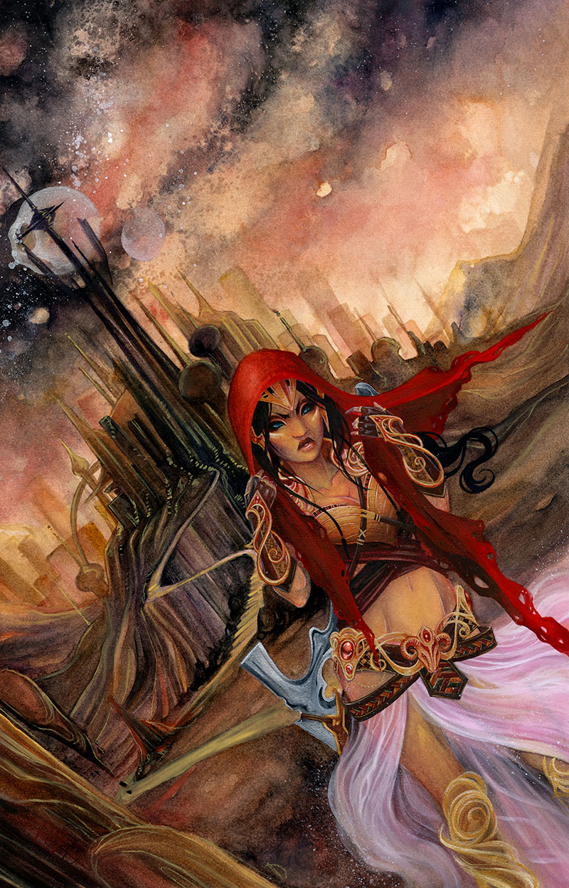 Dejah's exodus \\ 18x24 \\ watercolor, gouache