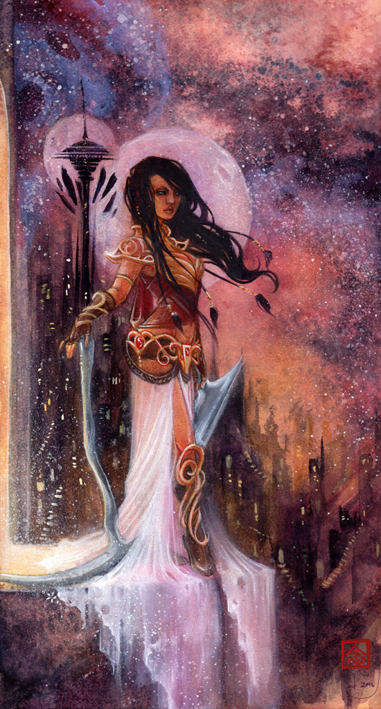 Dejah #6 \\ 8x16 \\ watercolor, gouache