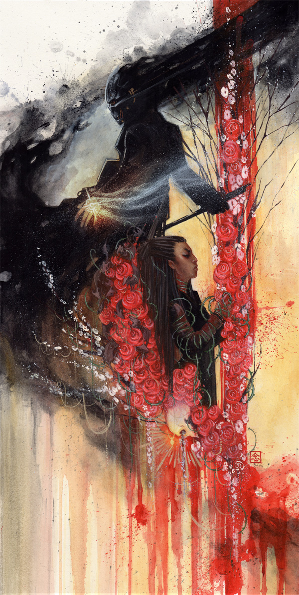 Blood Stutter \\ 12x24 \\ watercolor, gouache