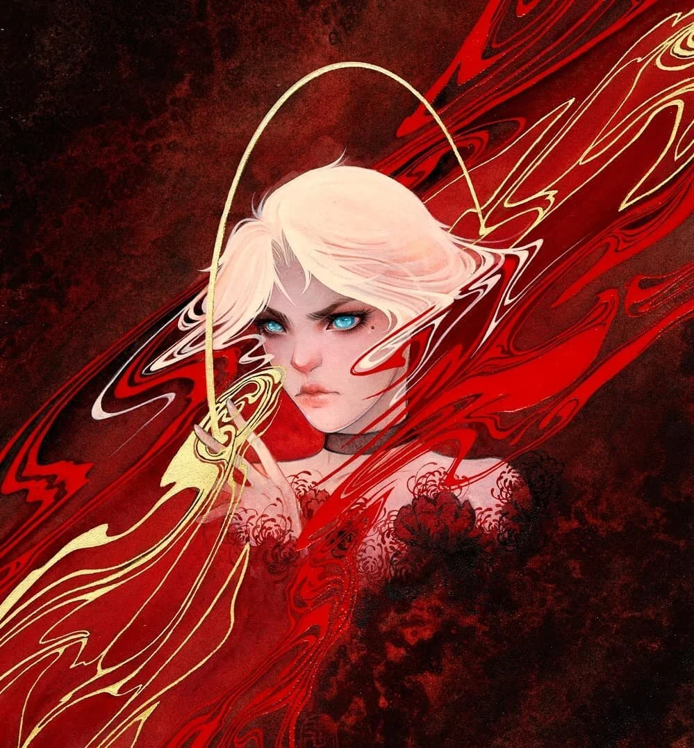 I finally get to show off the cover I did for @veschwab 's Extraordinary being put out by @titancomics &hearts;️&hearts;️&hearts;️ collaboratively done with my partner @pneumacia 's suminagashi.

THREE CROSSINGS
watercolour, gouache, acrylic, 24k gol