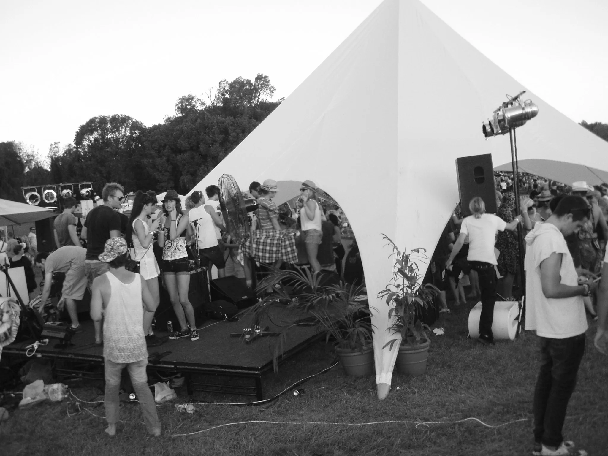 A tent featuring live DJ performances and selling Peter Stuyvesant cigarettes at the V festival Australia 2007.