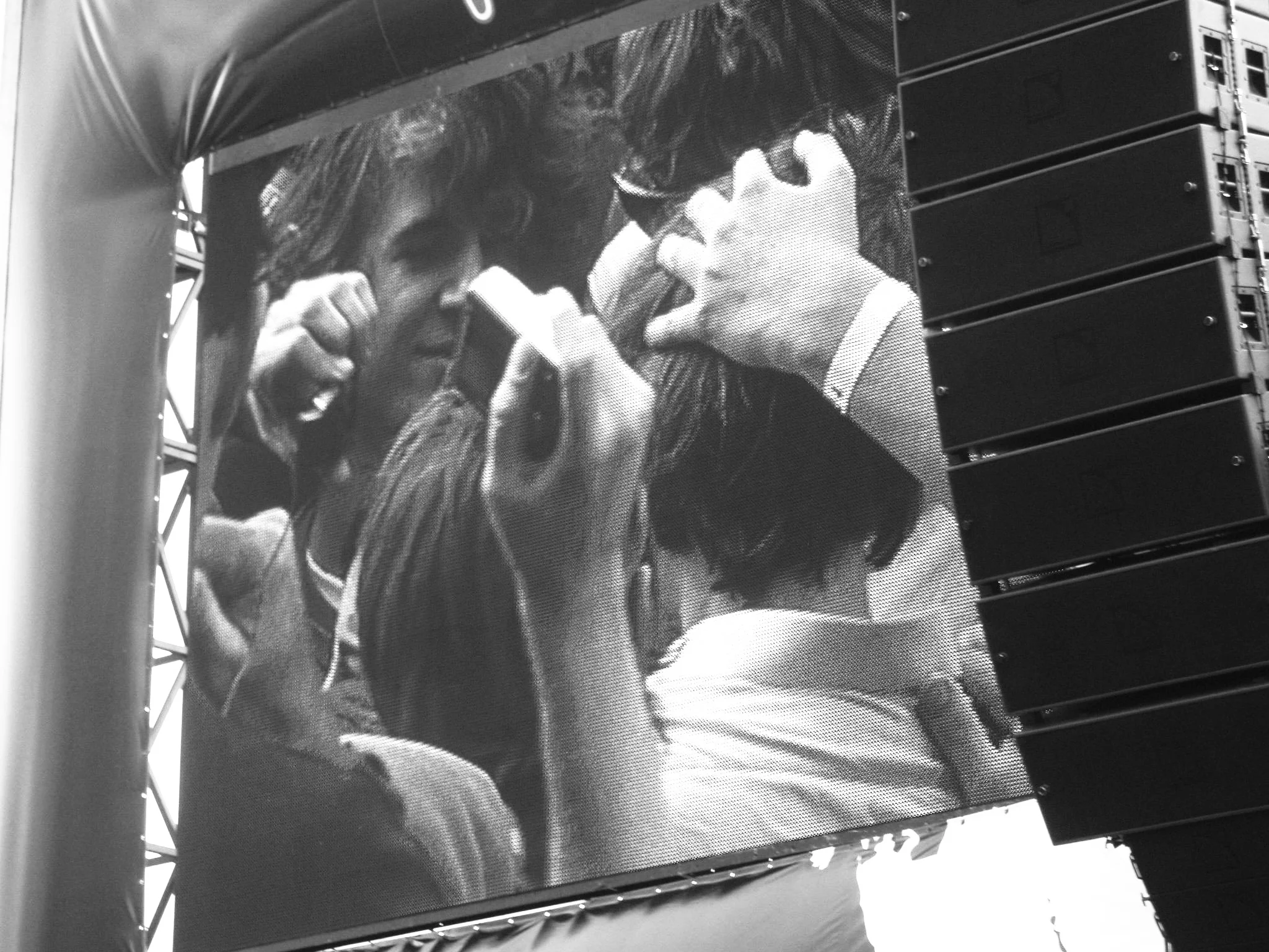 Thomas Mars from the band Napoleon jumps into the crowd at the V festival Australia, 2007.