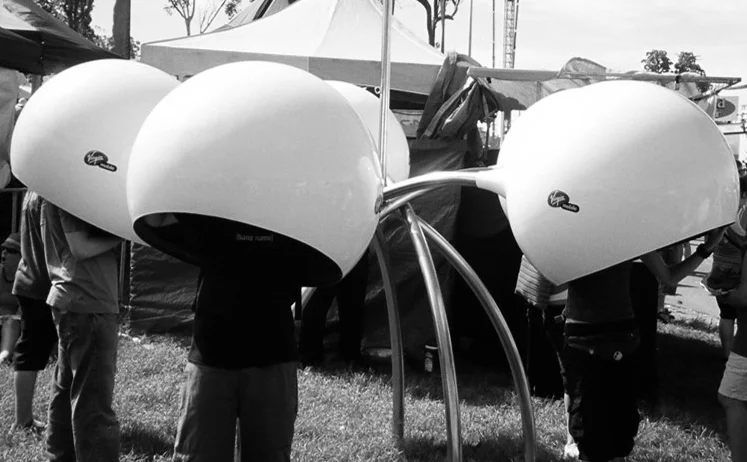 The 'cone of silence' fibreglass domes provided by Virgin Mobile at the Big Day Out, 2006.