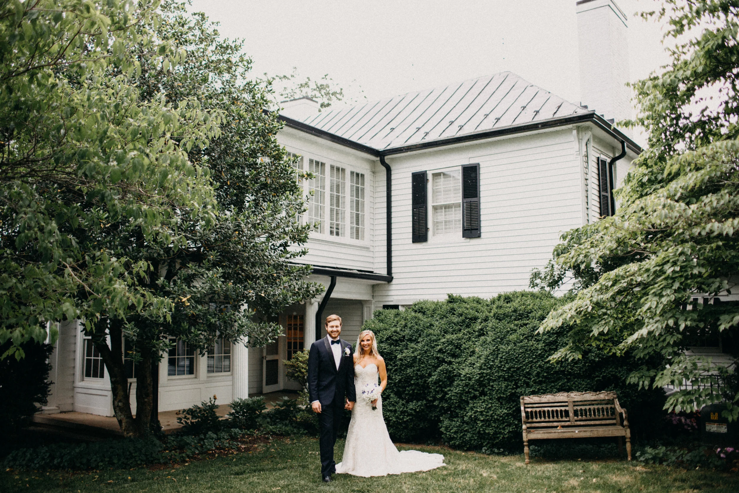 Portrait of couple in yard of Sundara wedding venue.