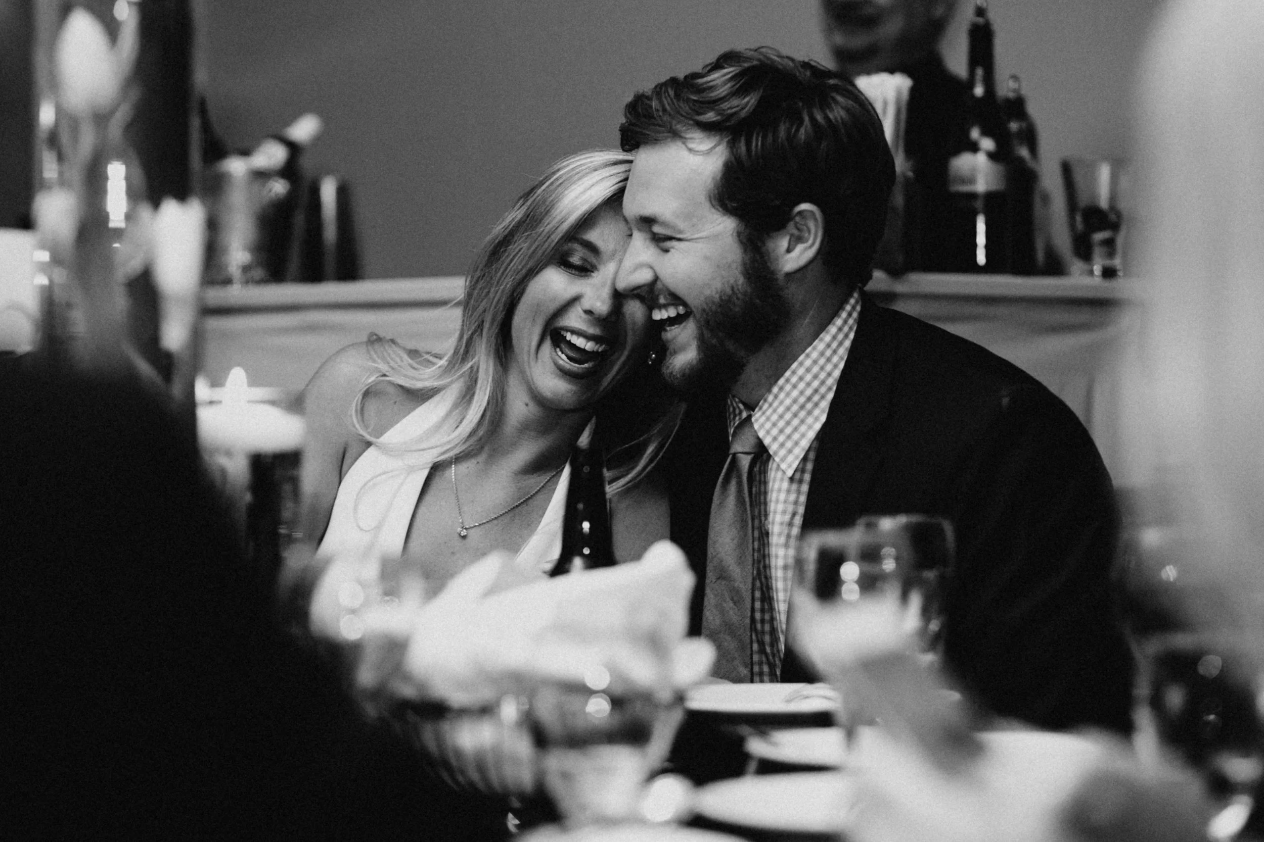 Photo of bride and groom at wedding rehearsal.