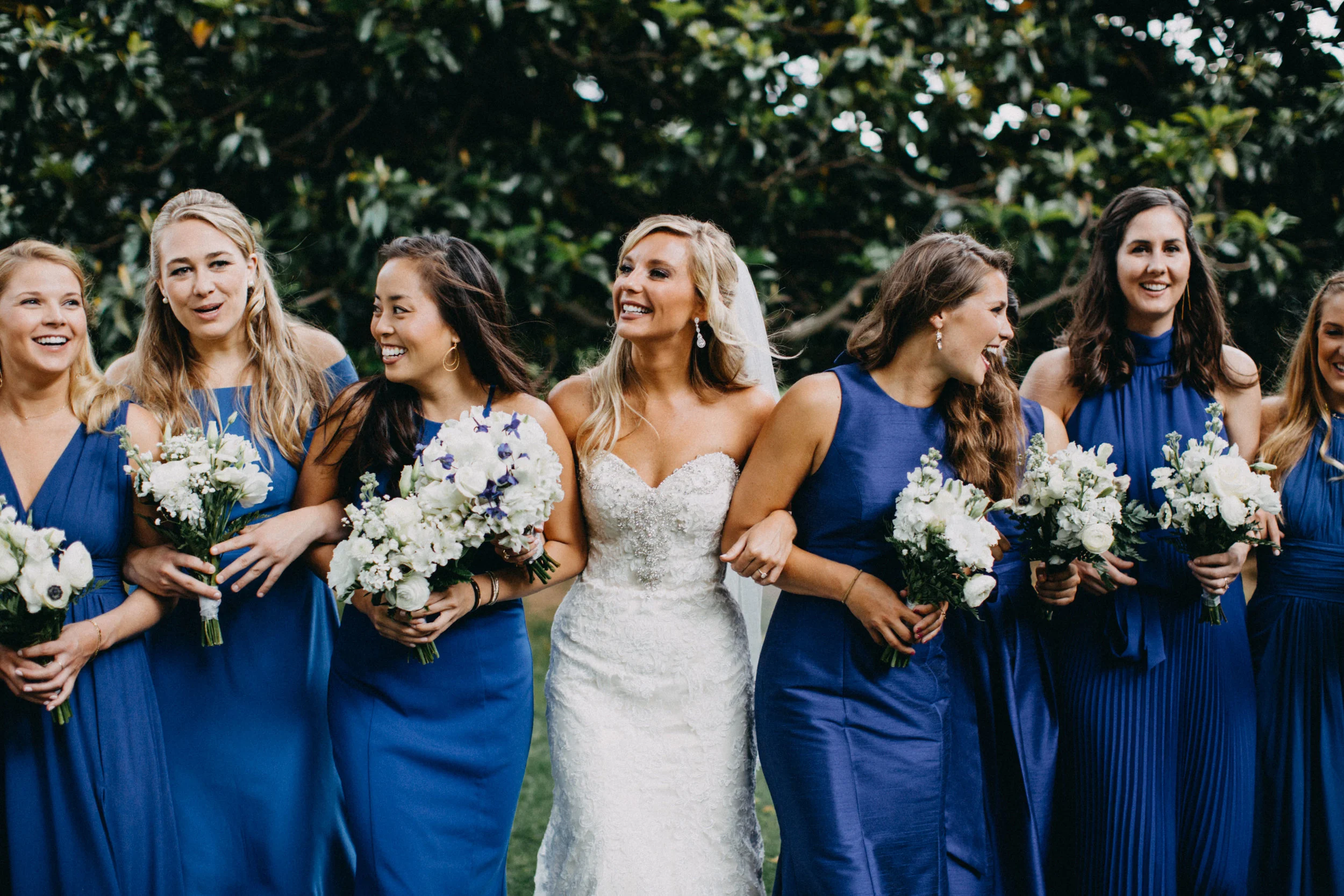 Photo of bride with bridesmaids.