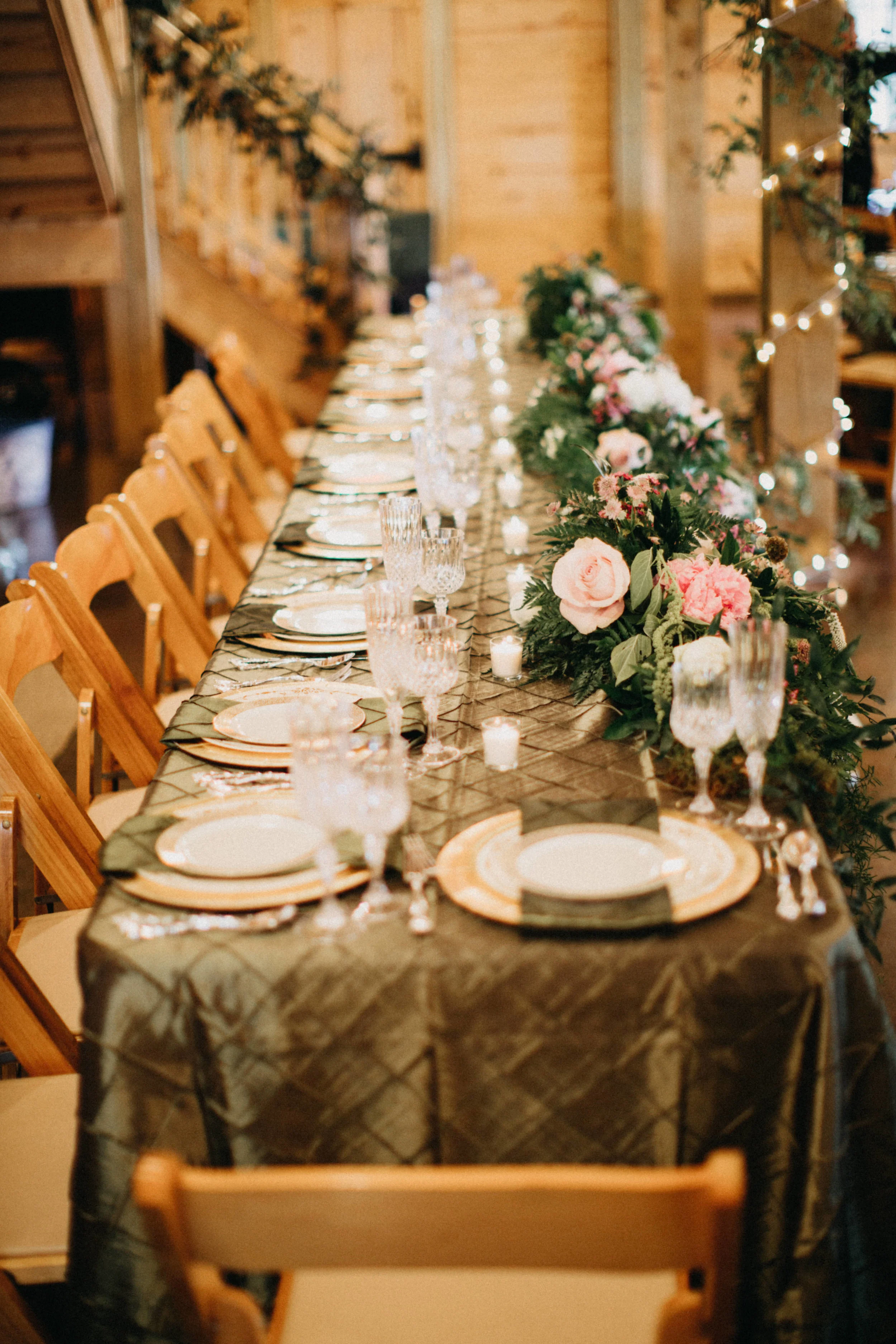 Bridal party table at wedding reception.