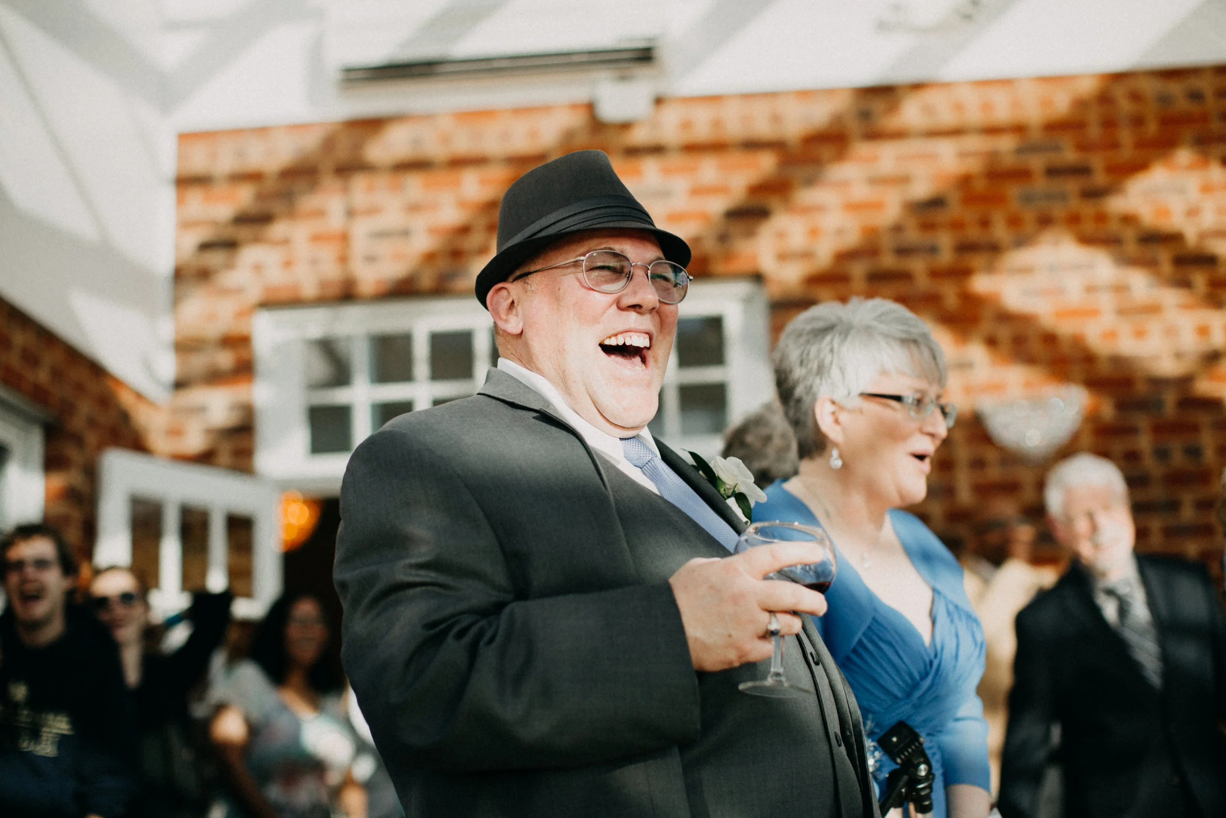 Wedding guests at reception.
