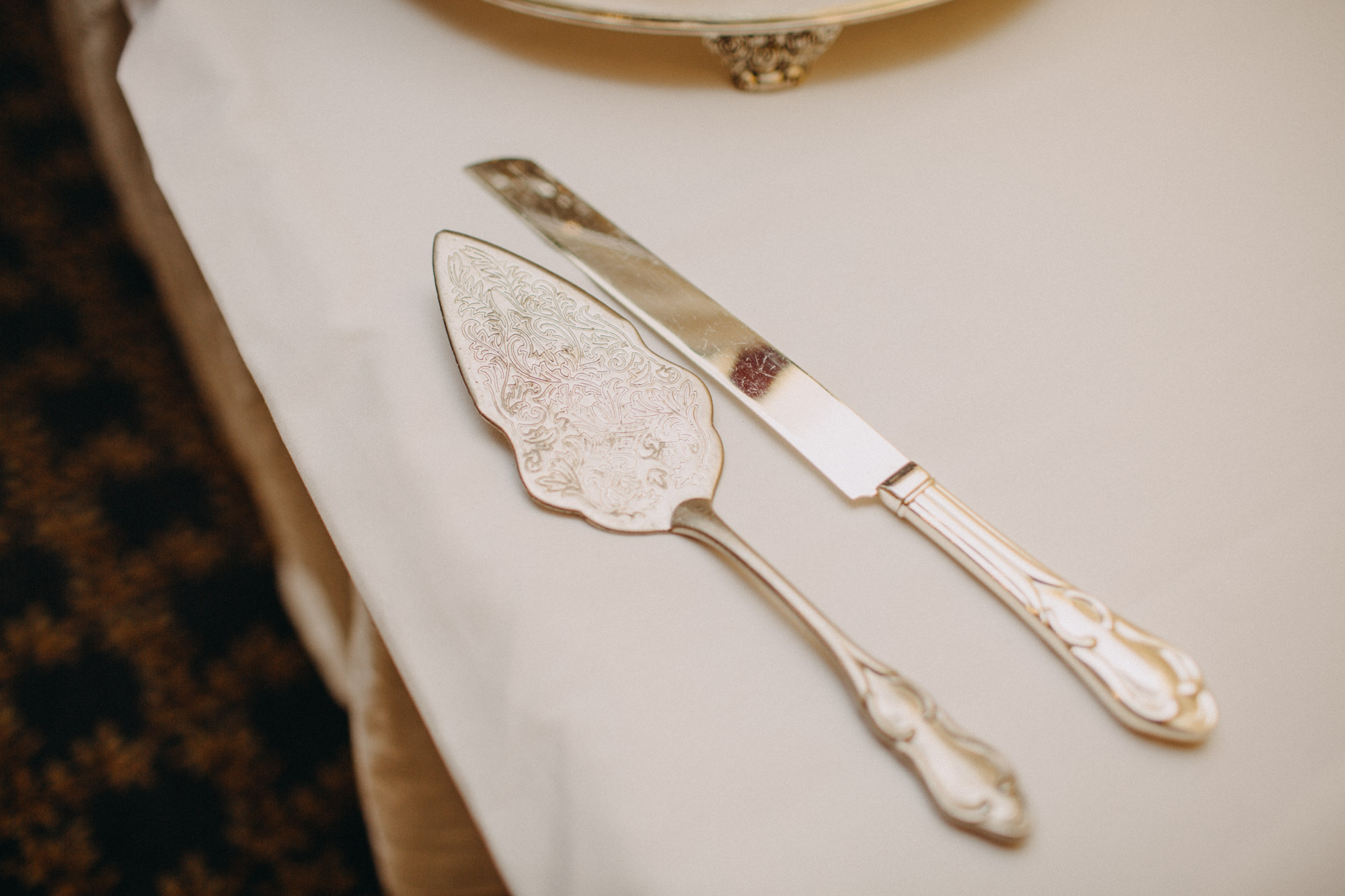 Cake knife at wedding