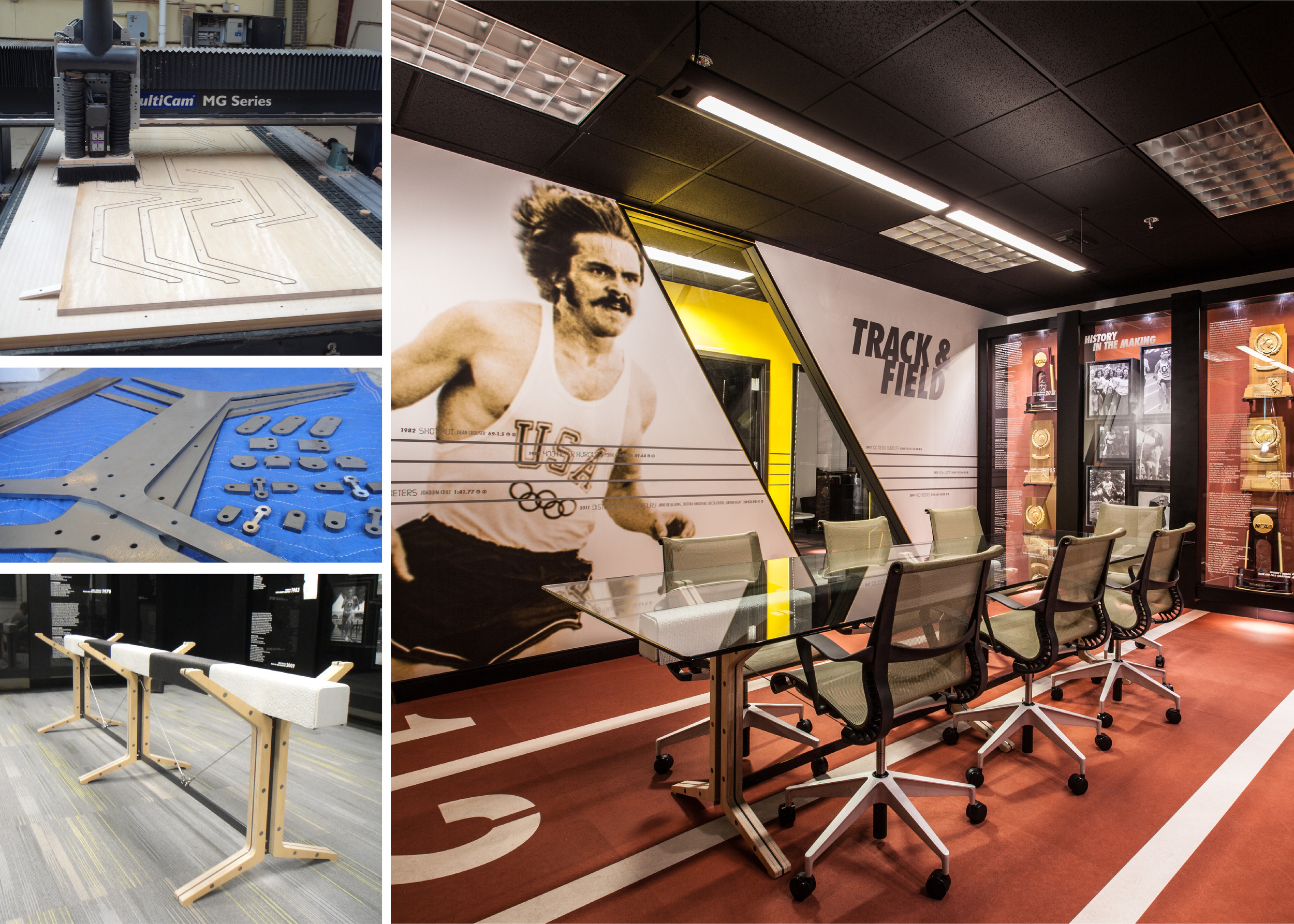  A steeple from Hayward Field was the basis for the design of the table....seen below (left) in sad shape, sitting between two buildings at the track. 