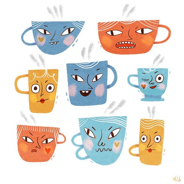These sassy cups are all vying to be chosen to hold your tea/coffee/wine/whiskey.... Which one would you choose? 😊 #illustration #procreateart #procreate