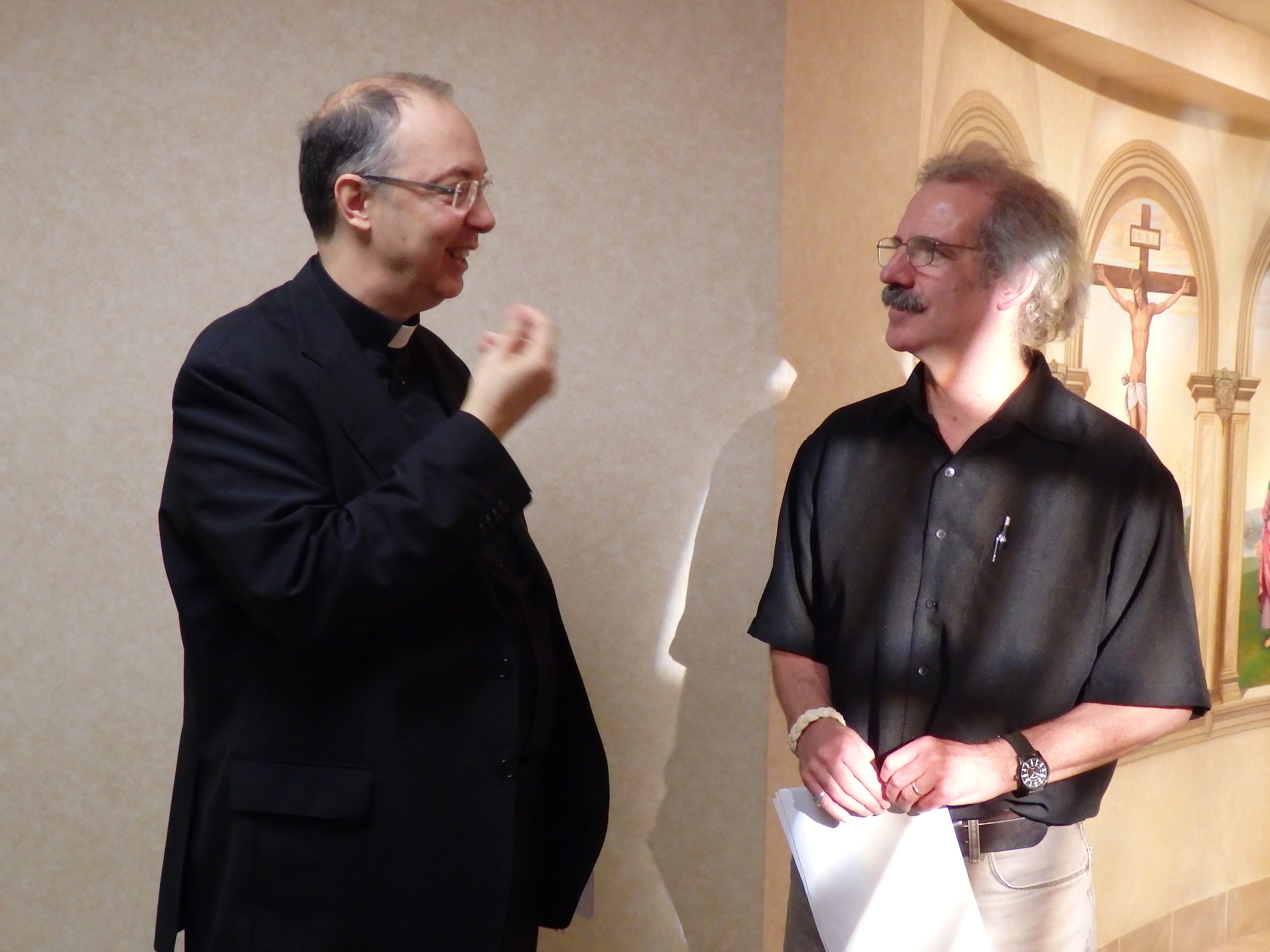 Paul G. Sanderson III with Marco Frisina during filming in August 2014.