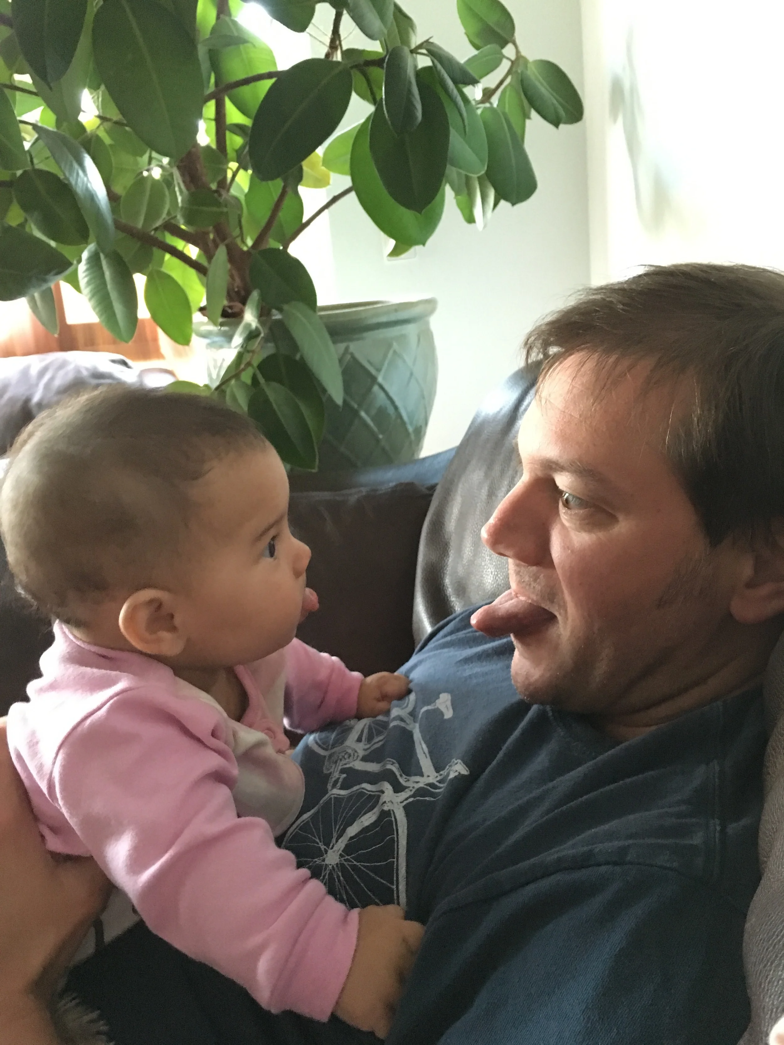 Horsing around at home.