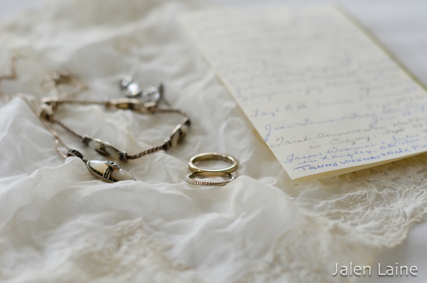 This handkerchief belonged to Katie's step-grandmother who carried it down the aisle on her wedding day. It has been carried by a list of family brides in the 70 years following.