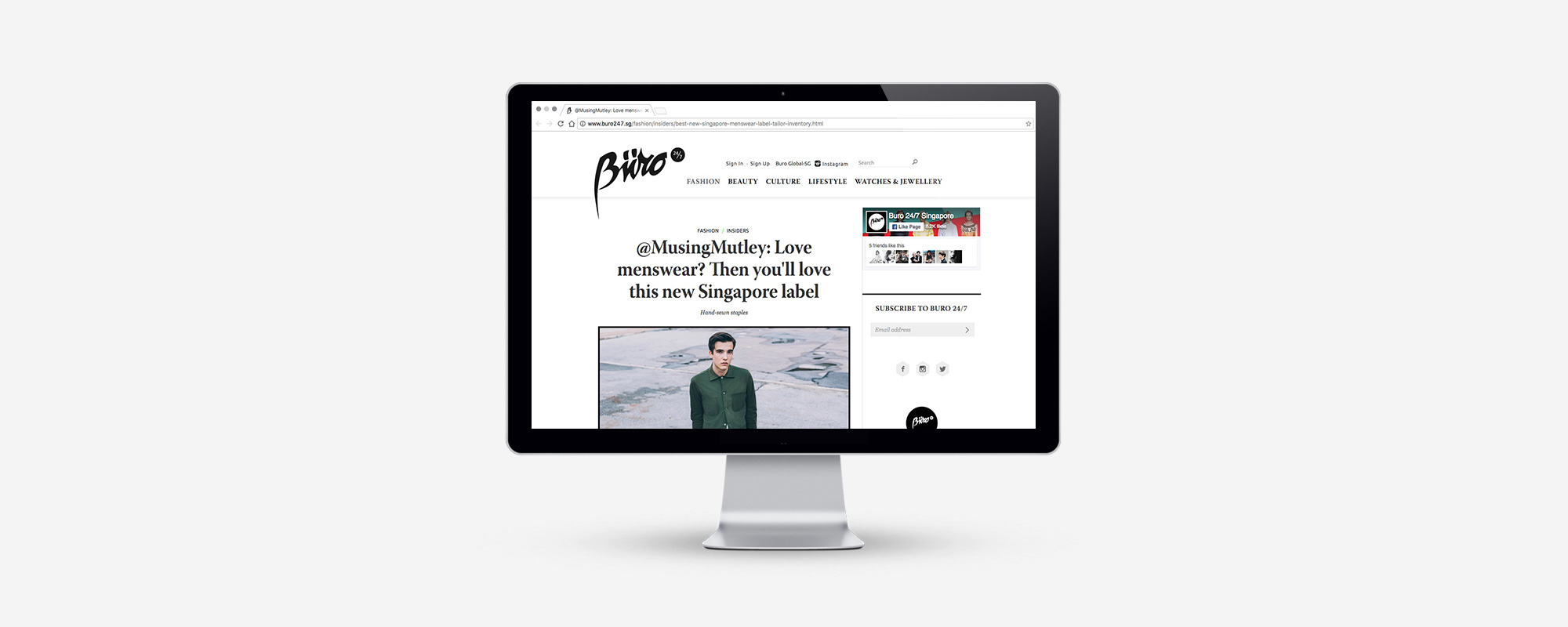 PRESS FEATURE: BURO 24/7 "For hand-sewn menswear with a modern punk edge, look no further than new Singapore outfit, Inventory. Let's cut to the chase: Make an appointment to visit brand-spanking new Singapore label, Inventory, now. I have a thing for menswear tailoring. And I love a good local label. So when these two worlds collide, my interest is automatically piqued. But bolster this with savvy design details – think: traditional Gurkha-style waistbands on trousers, and modern rock aesthetics by way of zips and dull-nickel hardware – then I'm all ears. " – Norman Tan, Editor-in-Chief