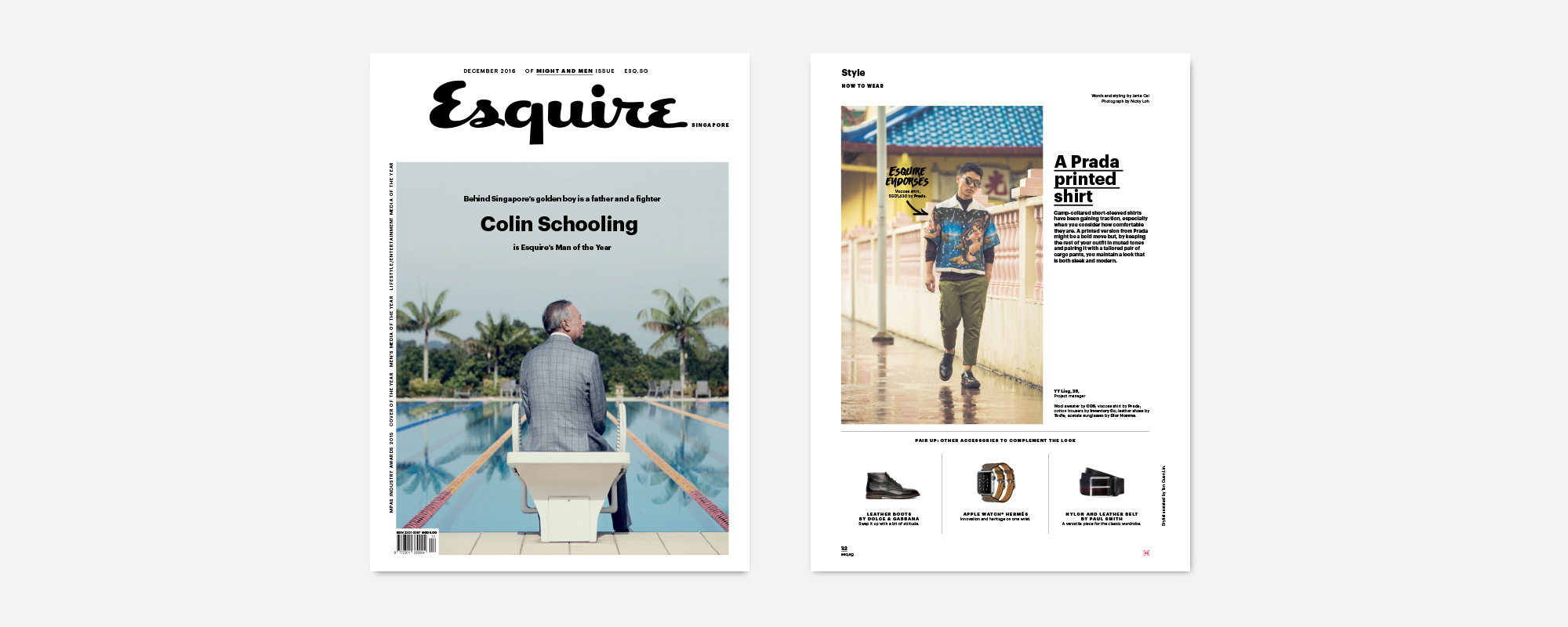 PRESS FEATURE: Esquire Singapore, December 2016 Item Featured: Cotton Gurkha Trousers (Page 32) Special thanks to Janie Cai, Tan Guan Lin, Nicky Loh