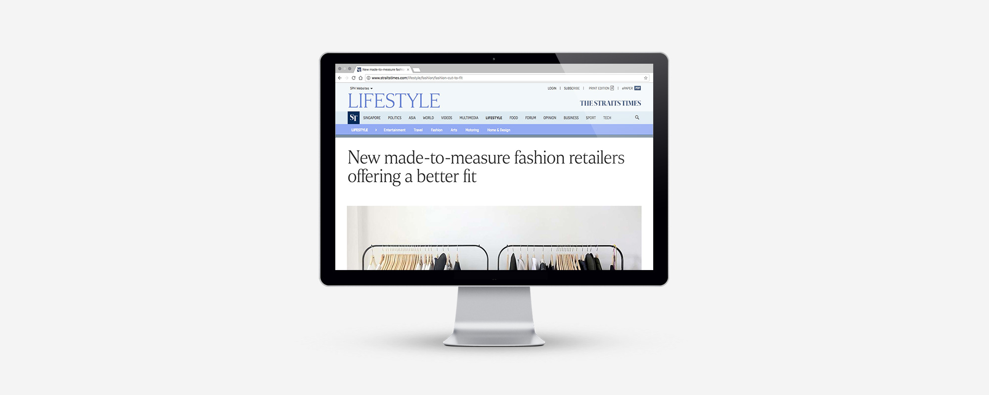 PRESS FEATURE: STRAITS TIMES, LIFE, 27 APRIL 2017 THURSDAY " Made-to-Measure label Inventory, which has a studio in Club Street, specialises in functional workwear for men and women. Shoppers who cannot find clothes that fit well from mass-market brands can now turn to local labels which offer made-to-measure services" – Alyssa Woo, Journalist Images by Azmi Athni