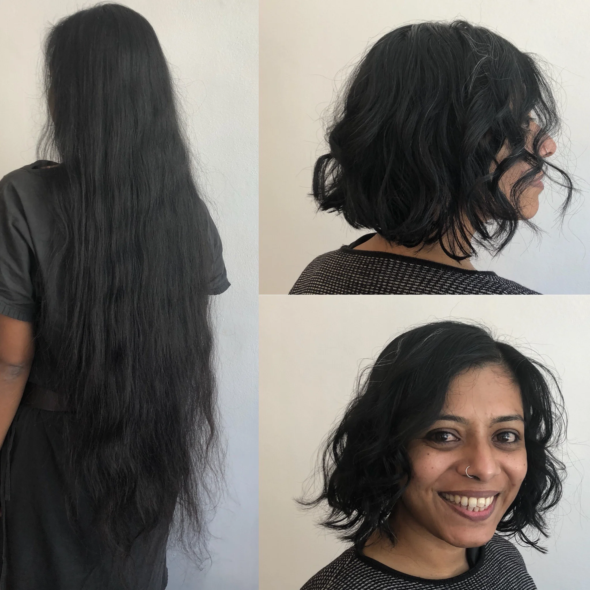 Transformation of long to a layer bob. Hair donated to little princess trust.