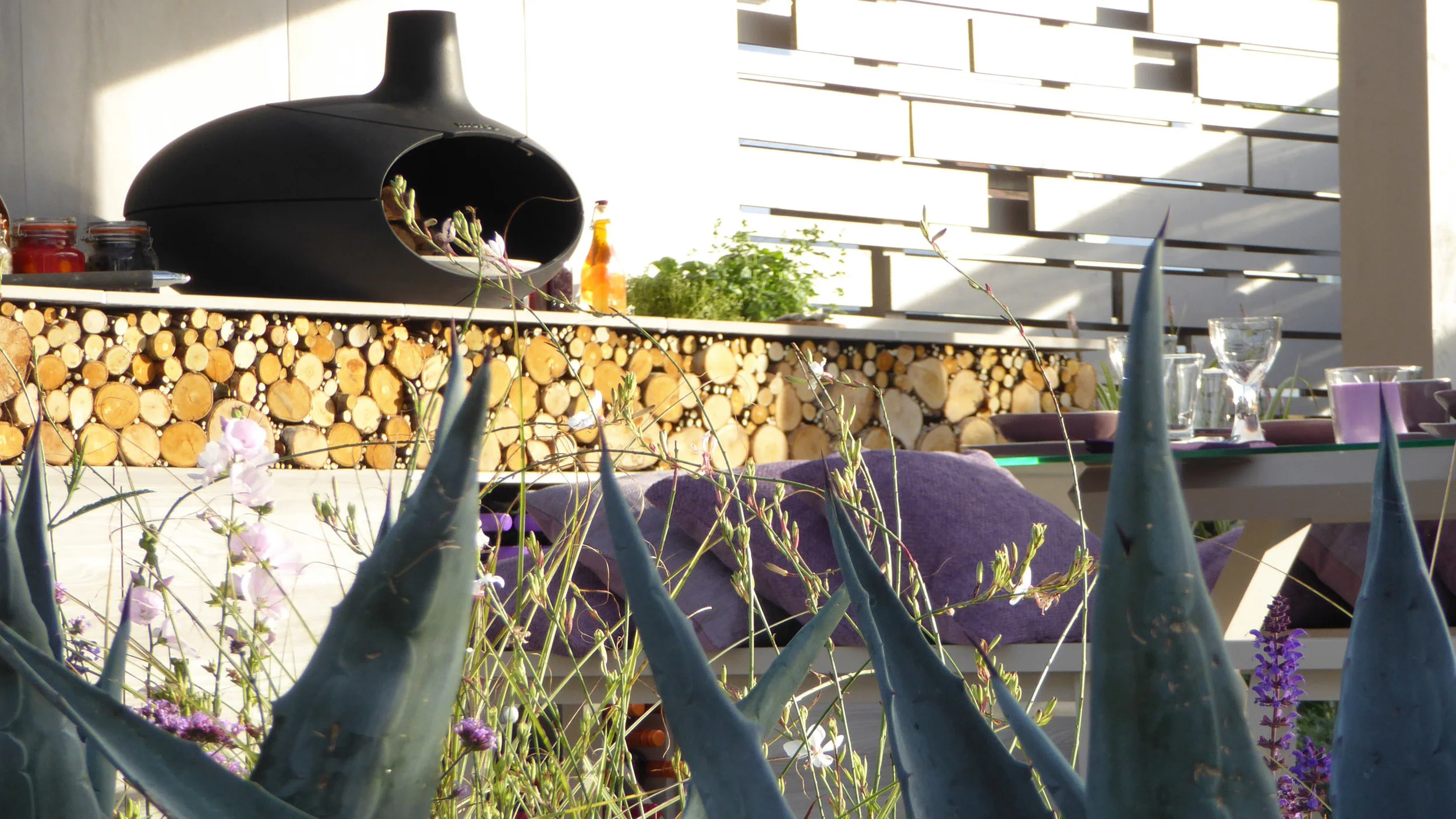 Southport Garden Design: A View Of The Olive Tree: Morsø Oven In Outdoor Kitchen Area
