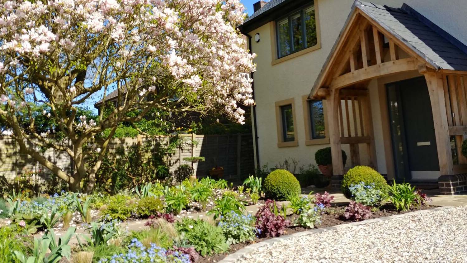 Cheshire Garden Design: The Sun And Shade Garden: House With Magnolia In Full Bloom