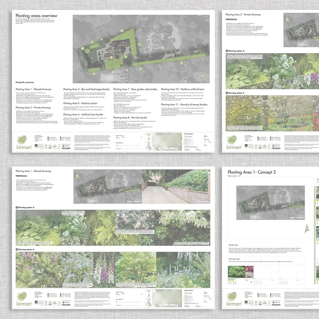 Here we have a selection of planting concept sheets for a large planting design and build project completed last year.

Our design sheets for larger projects like this show the intended planting style and feel along with a detailed planting selection