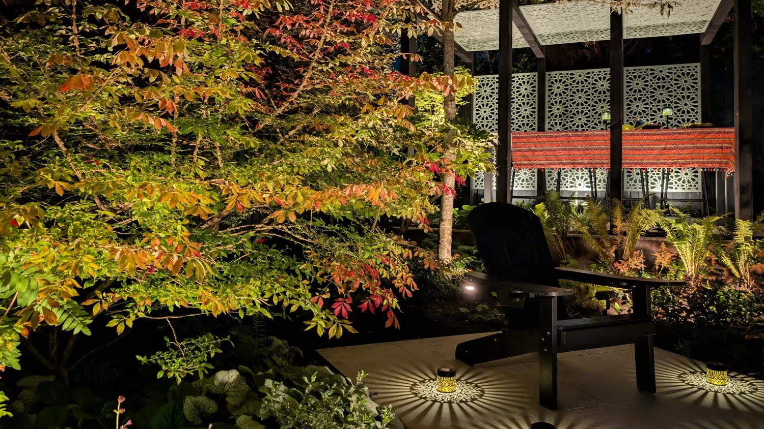 Illuminated Layered Planting and Garden Seating