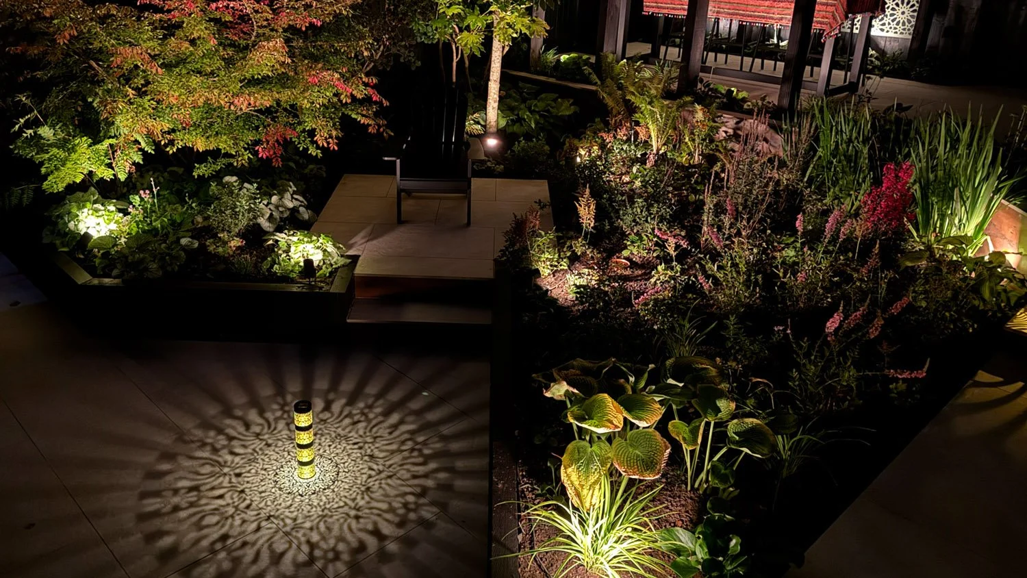 Layered Garden Lighting and Illuminated Planting