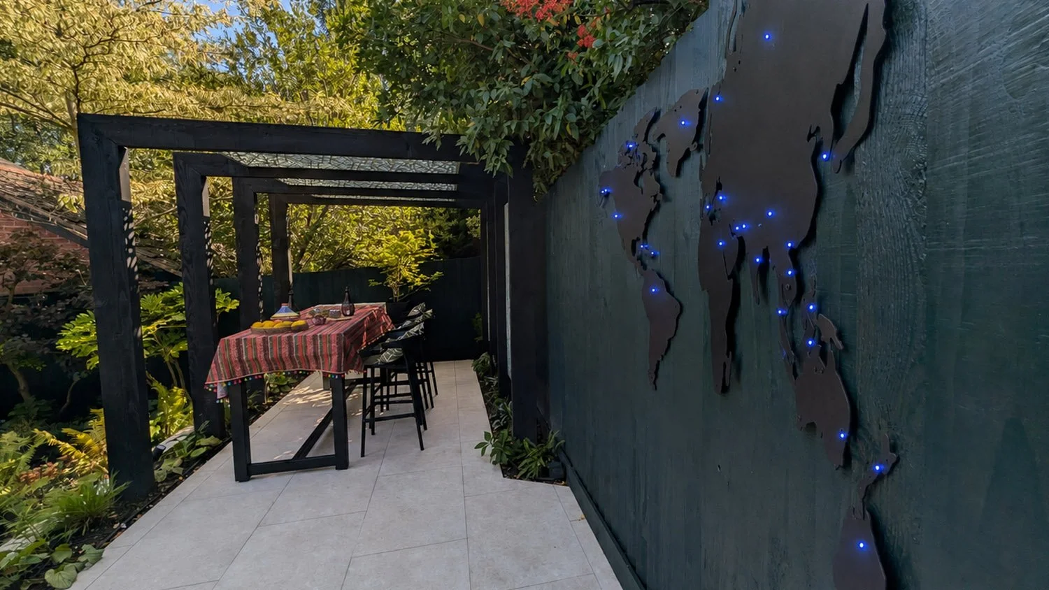 Bespoke Illuminated World Map Garden Feature