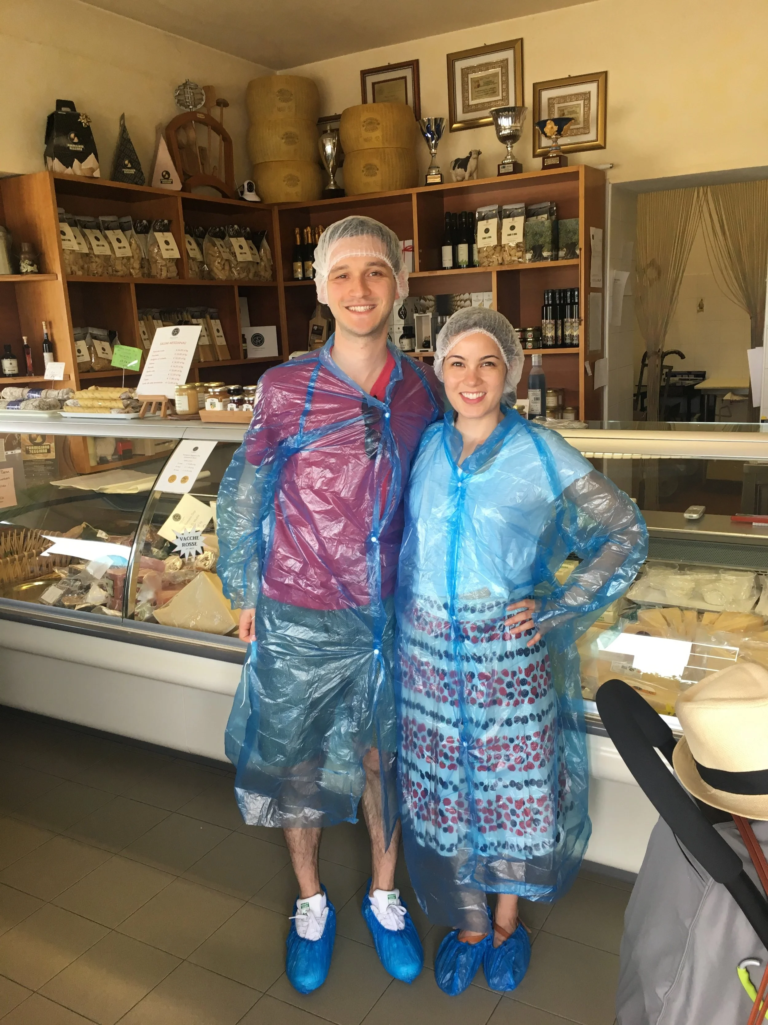 all suited up for the parmesan factory