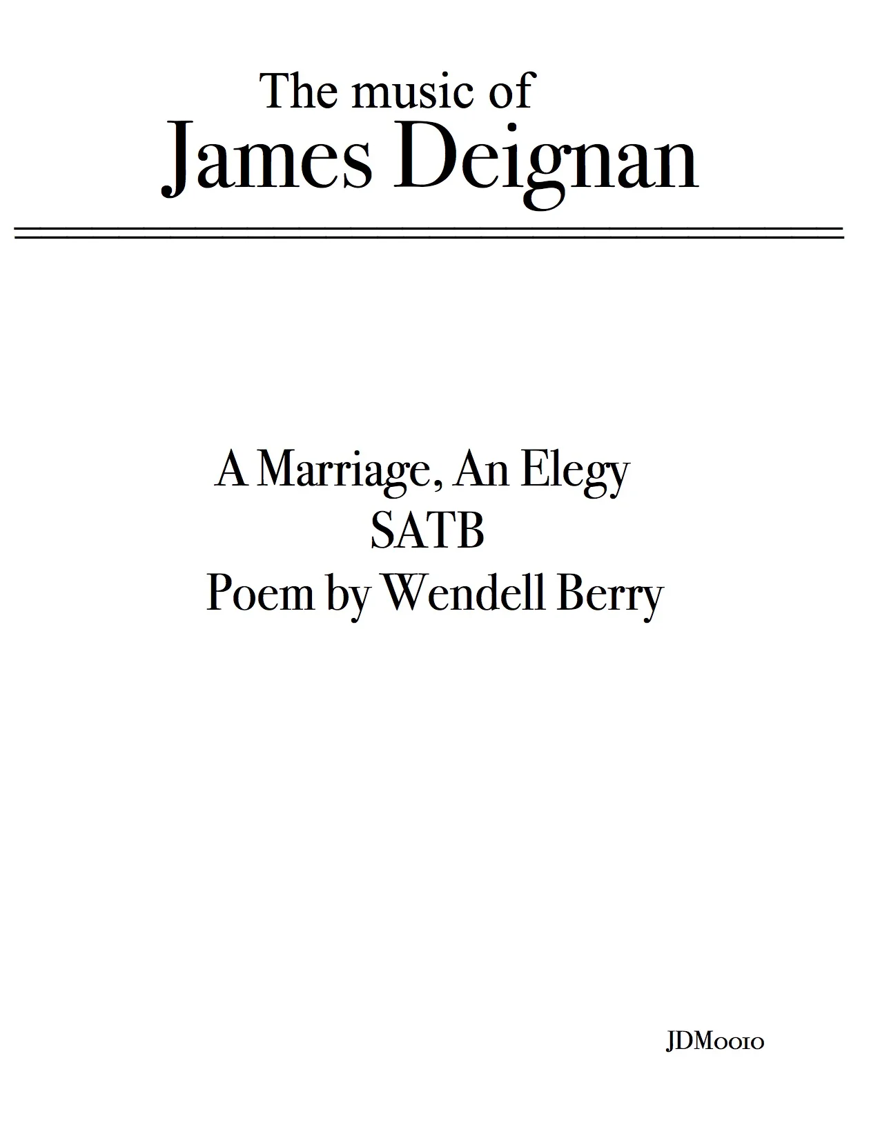 A Marriage, An Elegy SATB