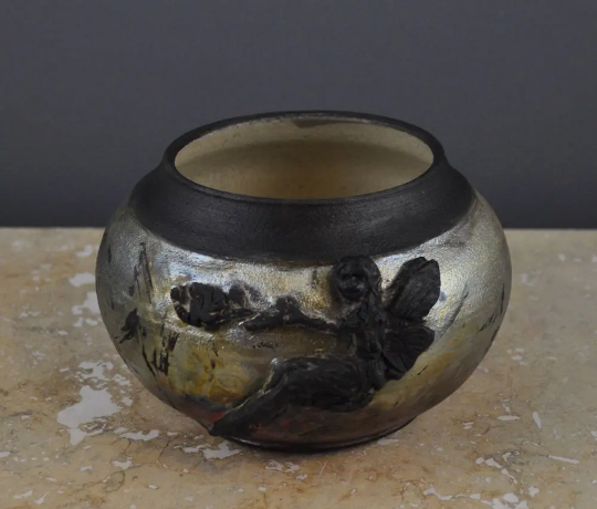 Raku Pottery Decorative Vase Handmade with Sprigged and Carved Fairy in ...