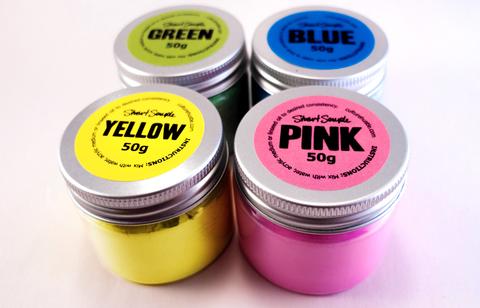 https://culturehustle.com/collections/frontpage/products/powder-pack-the-worlds-colouriest-powder-paints-4-x-50g-by-stuart-semple Most Pigmented Powders Ever - they glow in blacklight!