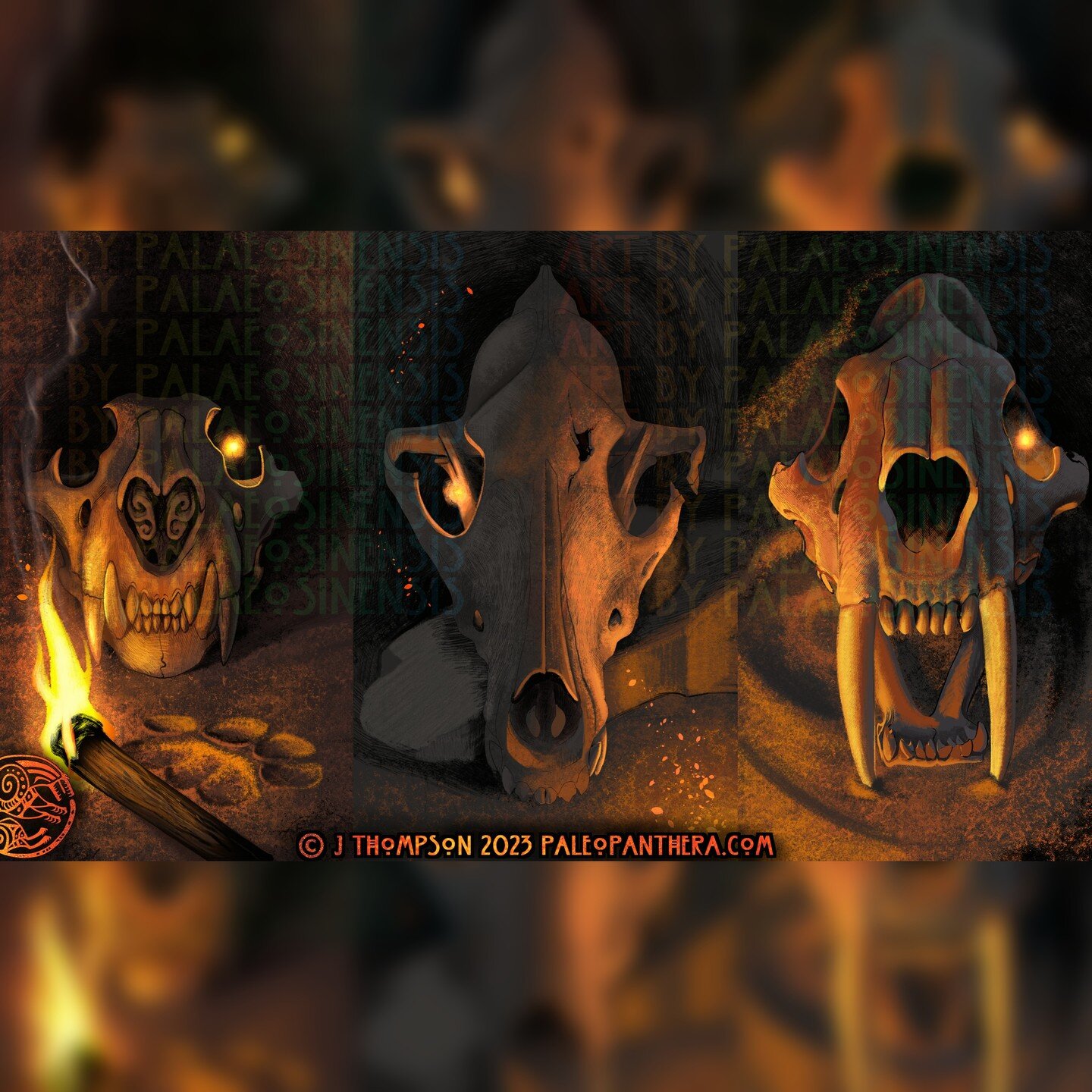 A small peek at what I've been working on the last couple of days. None are done. They're for a &quot;what if&quot; project that I'm curious to see where it's going.

#skull #skulls #cavelion #wolf #smilodon #bone #bones #fossil #fossils #art #digita