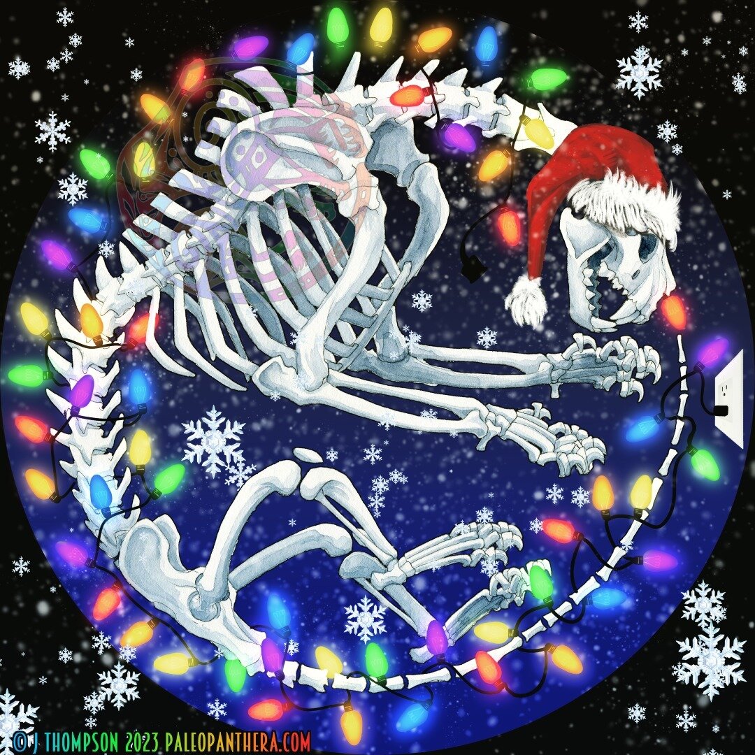 Way back in the internet of yore long before social media it was traditional to come up with holiday themed icons for those times of the year. So we wrapped up our skeleton in some lights for that time honored tradition.

#art #drawing #skeleton #sku