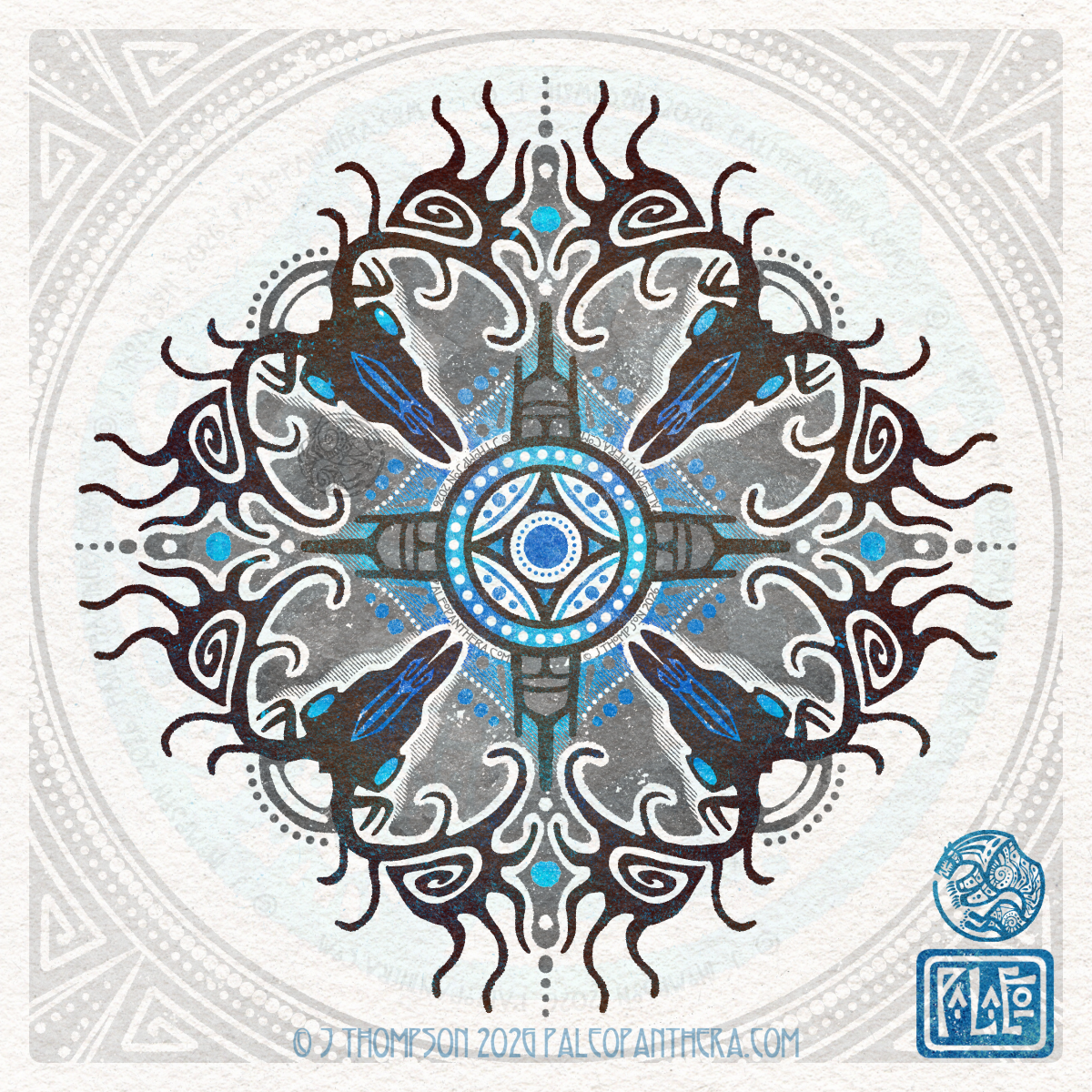 Megaloceros Skull Mandala (blue variant)