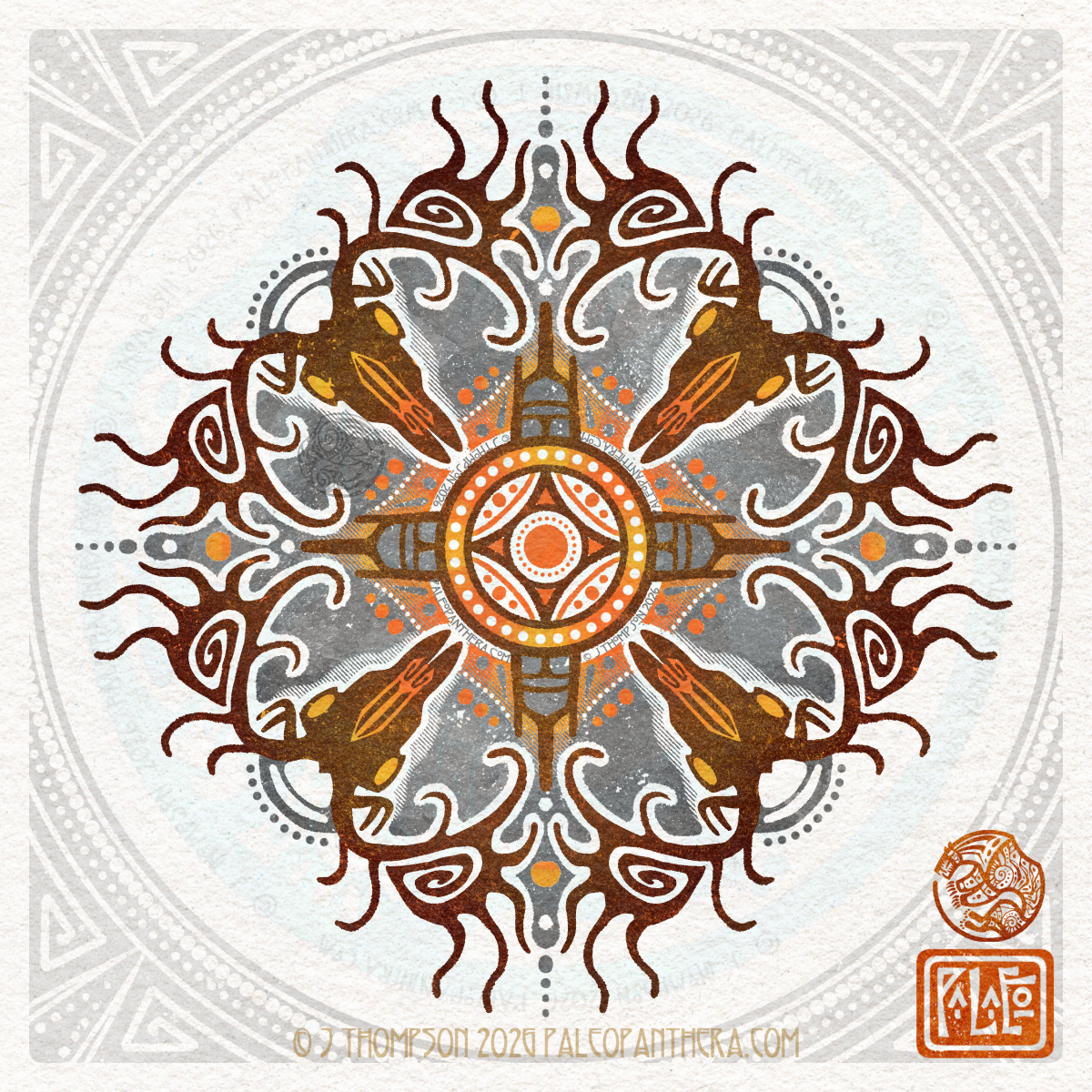 Megaloceros Skull Mandala (orange variant)