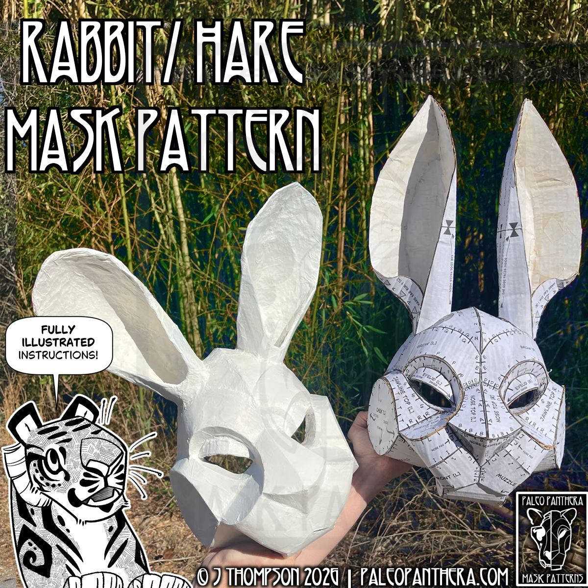 Rabbit Low-Poly Mask Pattern