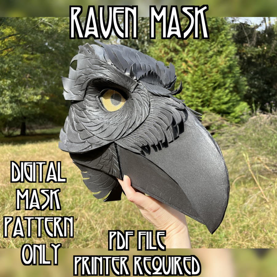 Raven Low-Poly Mask Pattern