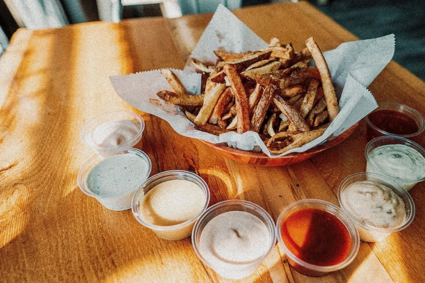 which one of our house made sauces are you dippin' into first? 🍟 

#one6three
#newhavenfood
#frenchfries
#connecticutfoodie
#ctfoodie
#newhaveneats
#connecticuteats
#frenchfryporn
#connecticutfood