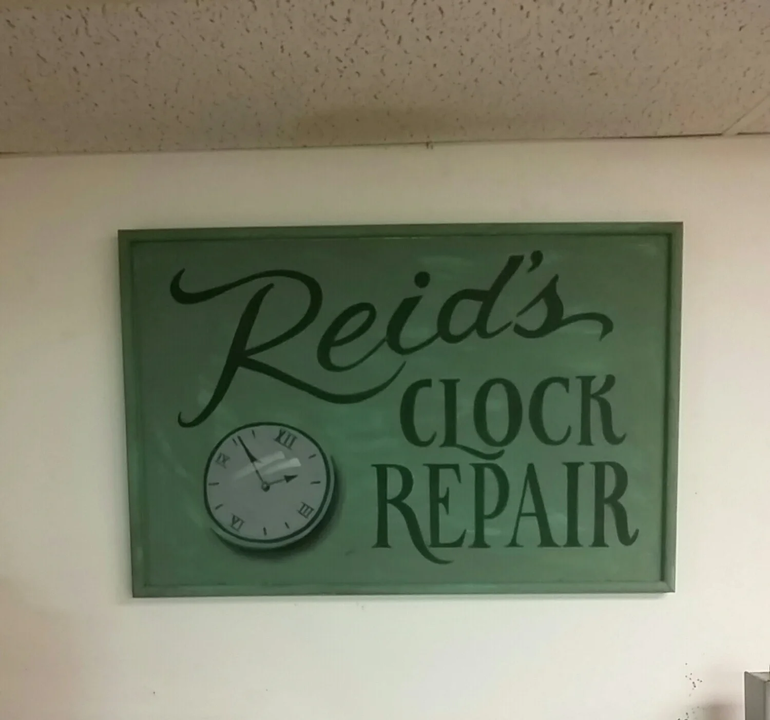 Movie prop from "The golden boys " movie shot in Chatham . I set up the clock shop window on main st. in Chatham . They let me keep the sign when they finished the movie . 