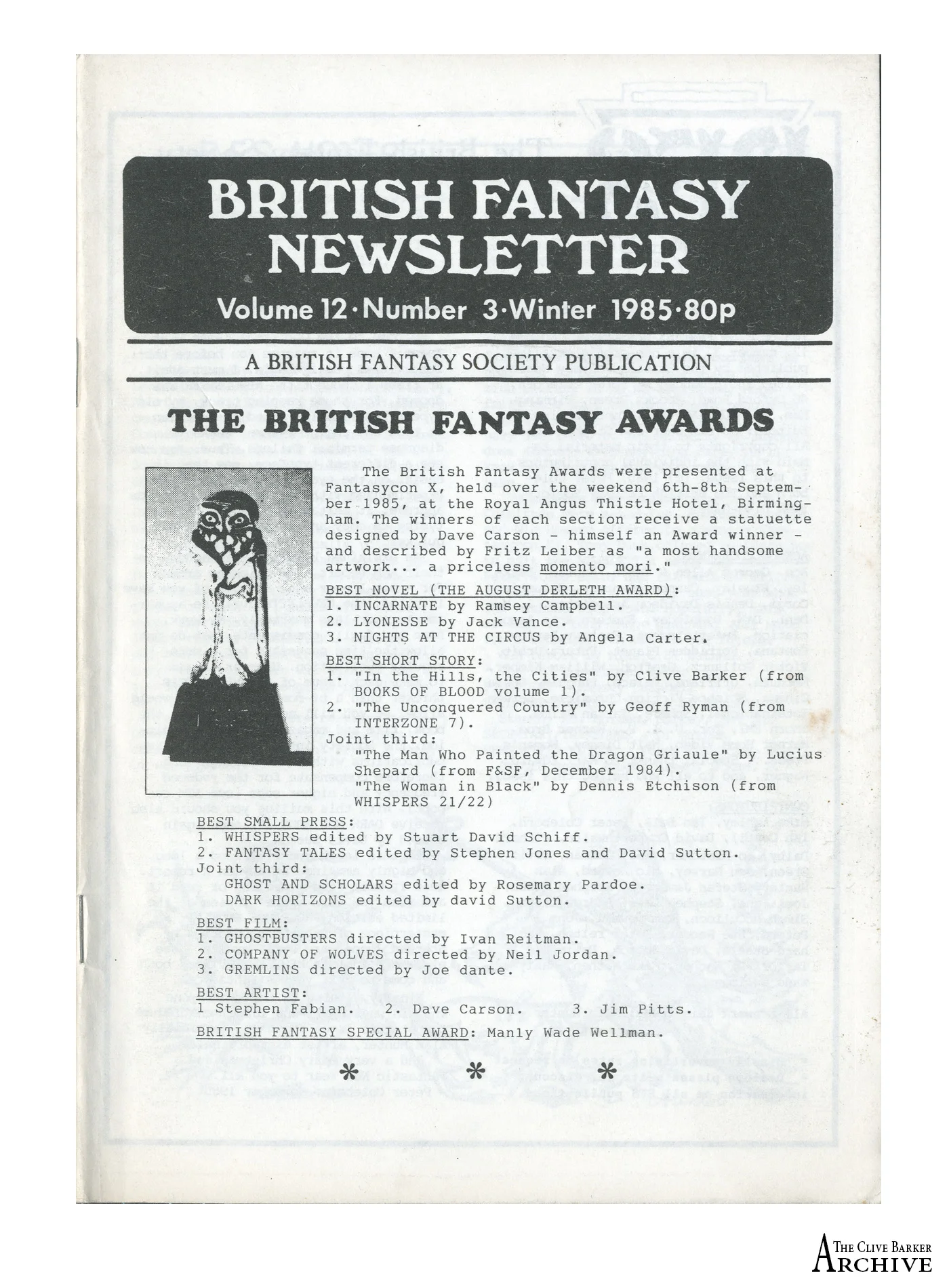British Fantasy Newsletter