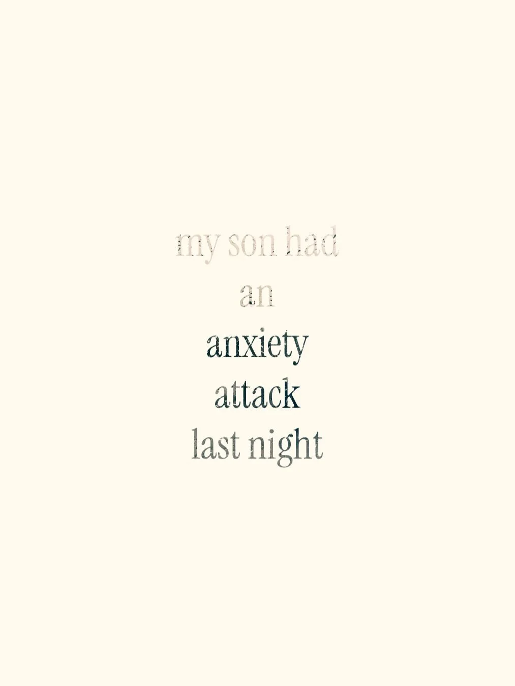 it&rsquo;s not the first time he&rsquo;s had anxiety. the doctors have said it&rsquo;s a common sub-symptom of adhd.

the helpless feelings I felt as I listened to him describe such a familiar experience &ldquo;I can&rsquo;t close my eyes, my brain w