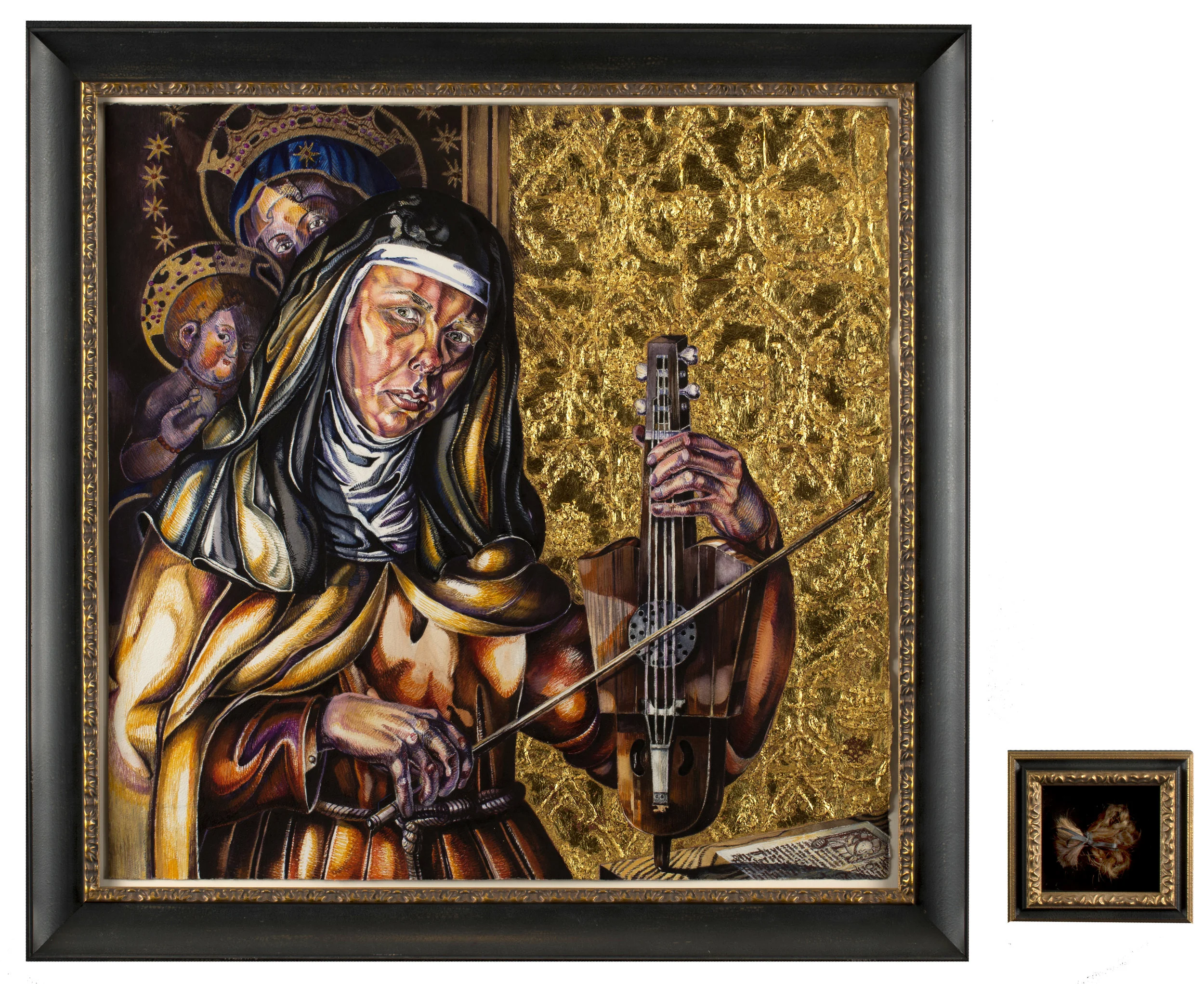 Holly Trostle Brigham, Santa Caterins’s Trinity , 2013, watercolor on paper with gold leaf, 291/2 x 291/2 inches