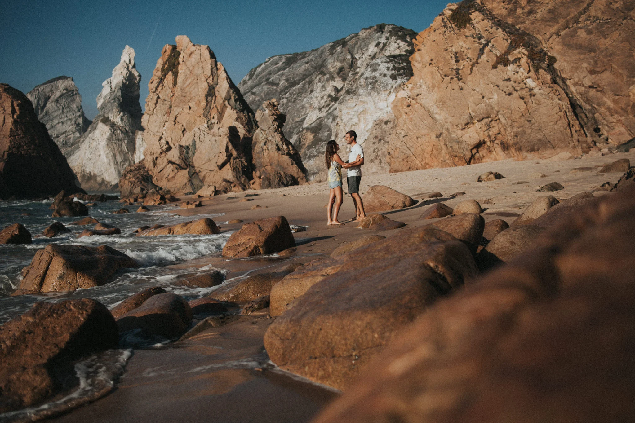 Woman and man at the beach 