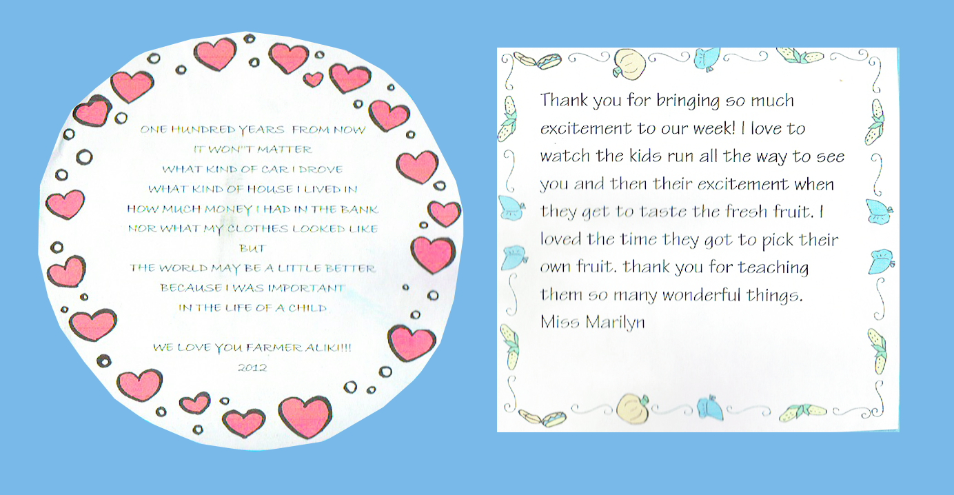 A Thank You card from a local preschool, 2012.