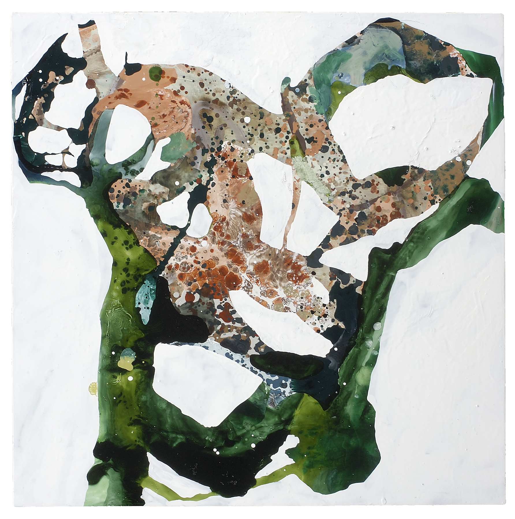Untitled (salmon/emerald), 2008, oil on panel, 30 x 30"