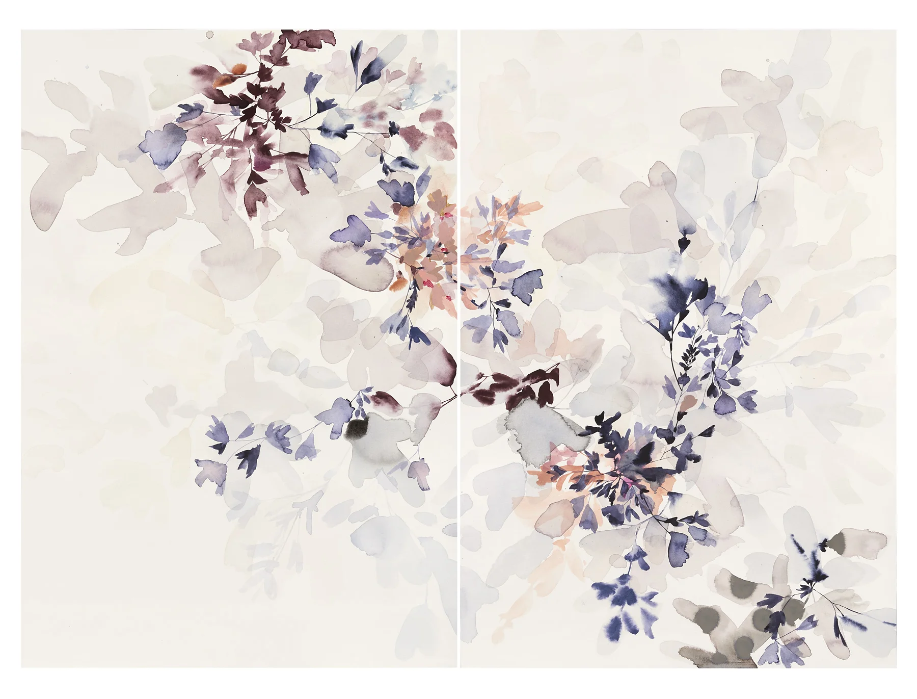 Mountain Meadow Study 1, 2016, mixed media on paper, 29.5 x 41" (2 @ 29.5 x 20.5" each)